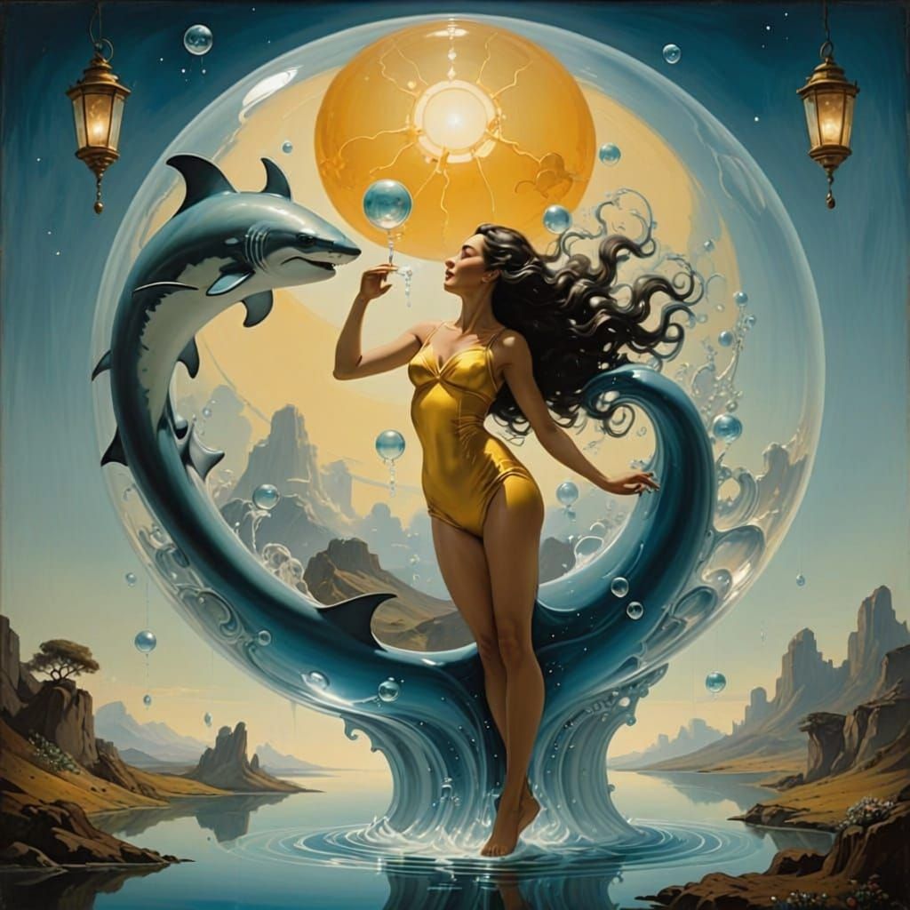 Zen Vexation: Nitwit Squeakchugs Shark in Cosmic Bubble