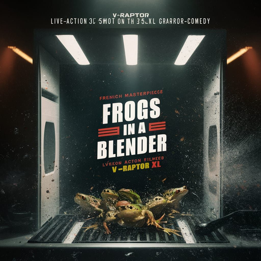Frogs in a Blender french food,  horror movie poster