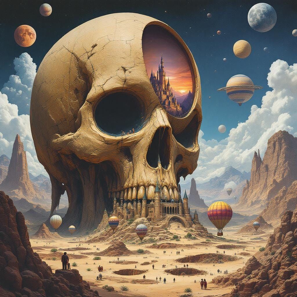 a surreal fantasy landscape