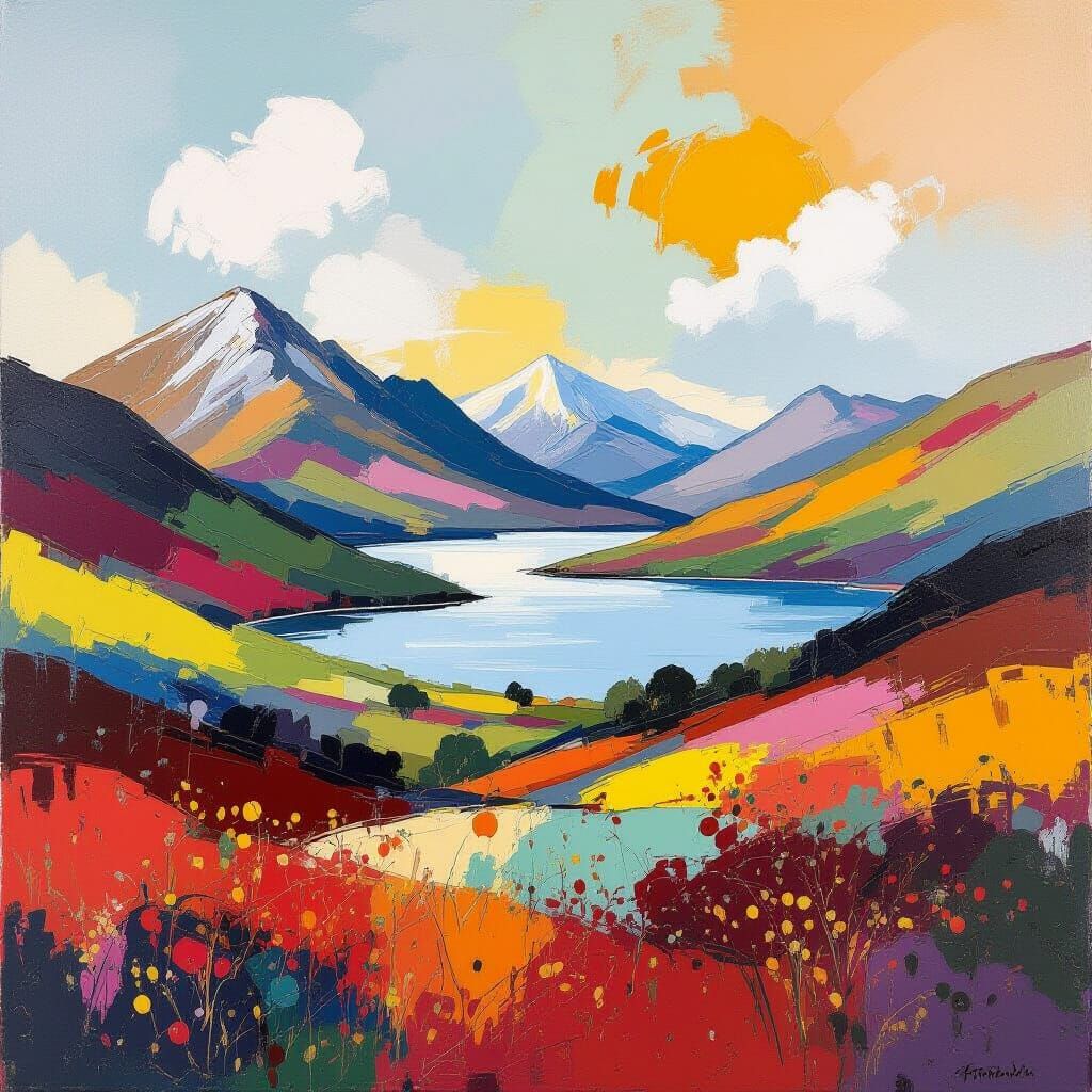 Highland Landscape in Abstract Expressionist Style