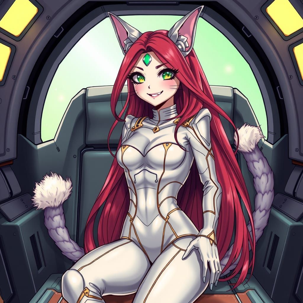 Joyful Alien Lieutenant Commander in Manga Style