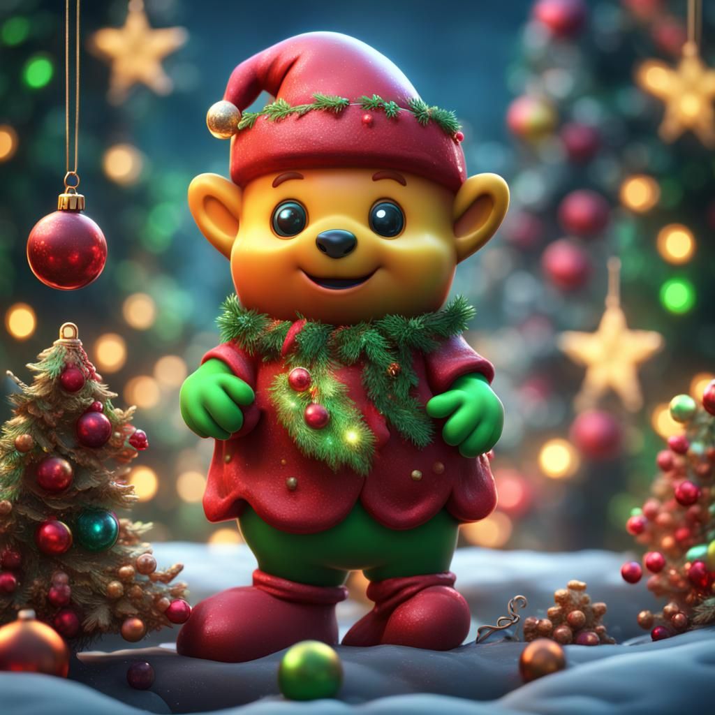 Gummy Bear Christmas Elf: Detailed Matte Painting