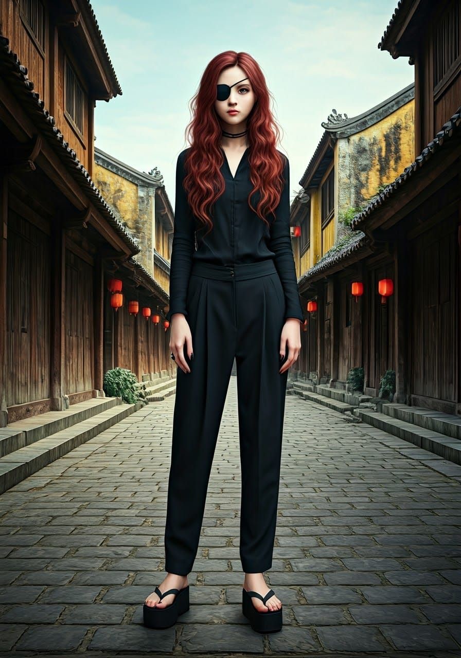 Exotic Vietnamese Goddess in Cyberpunk Attire