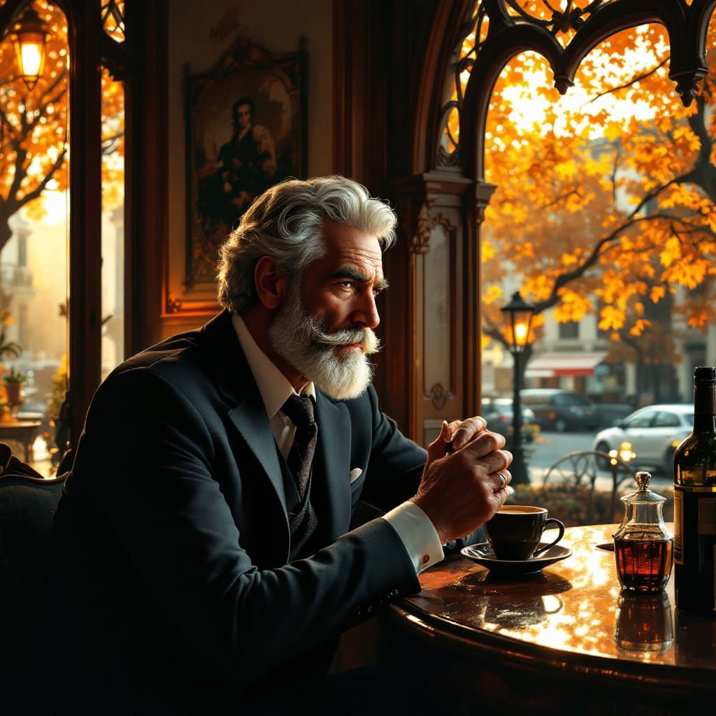 Italian Gentleman's Autumn Espresso: Art Nouveau Style