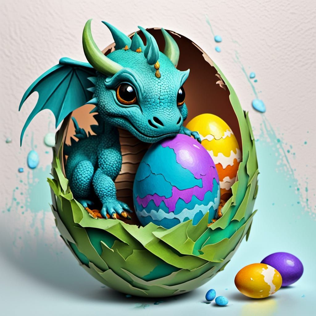 Vibrant Easter Egg Hatches to Reveal a Playful Baby Dragon