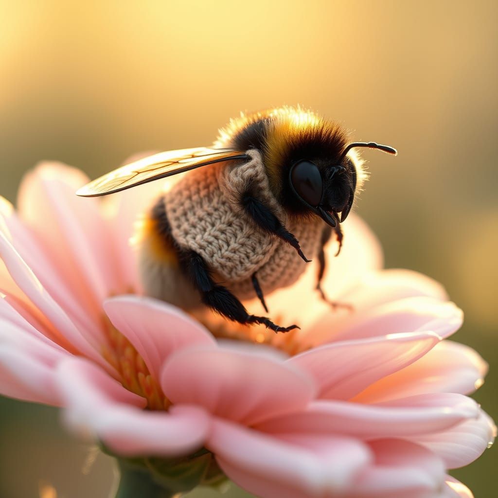 Bumblebee in Sweater on Flower, Fairy Tale Style
