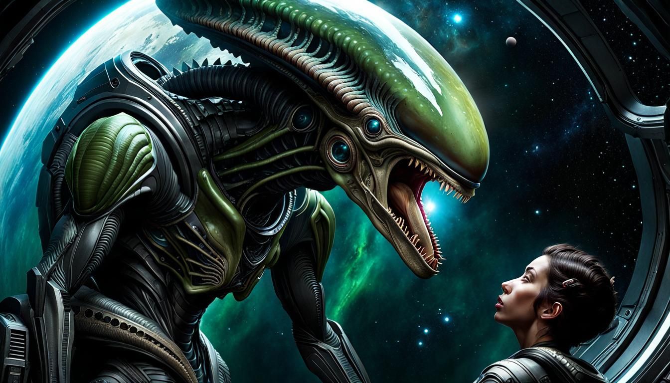 Intimidating Alien Encounter in Deep Space