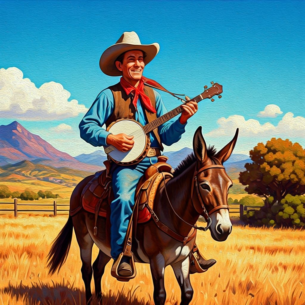 Cowboy on Mule as Impressionistic Painting