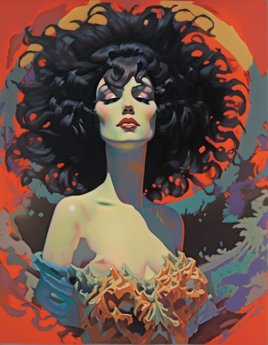 Hispanic Beauty: Acrylic Portrait Inspired by Pin-Up Art