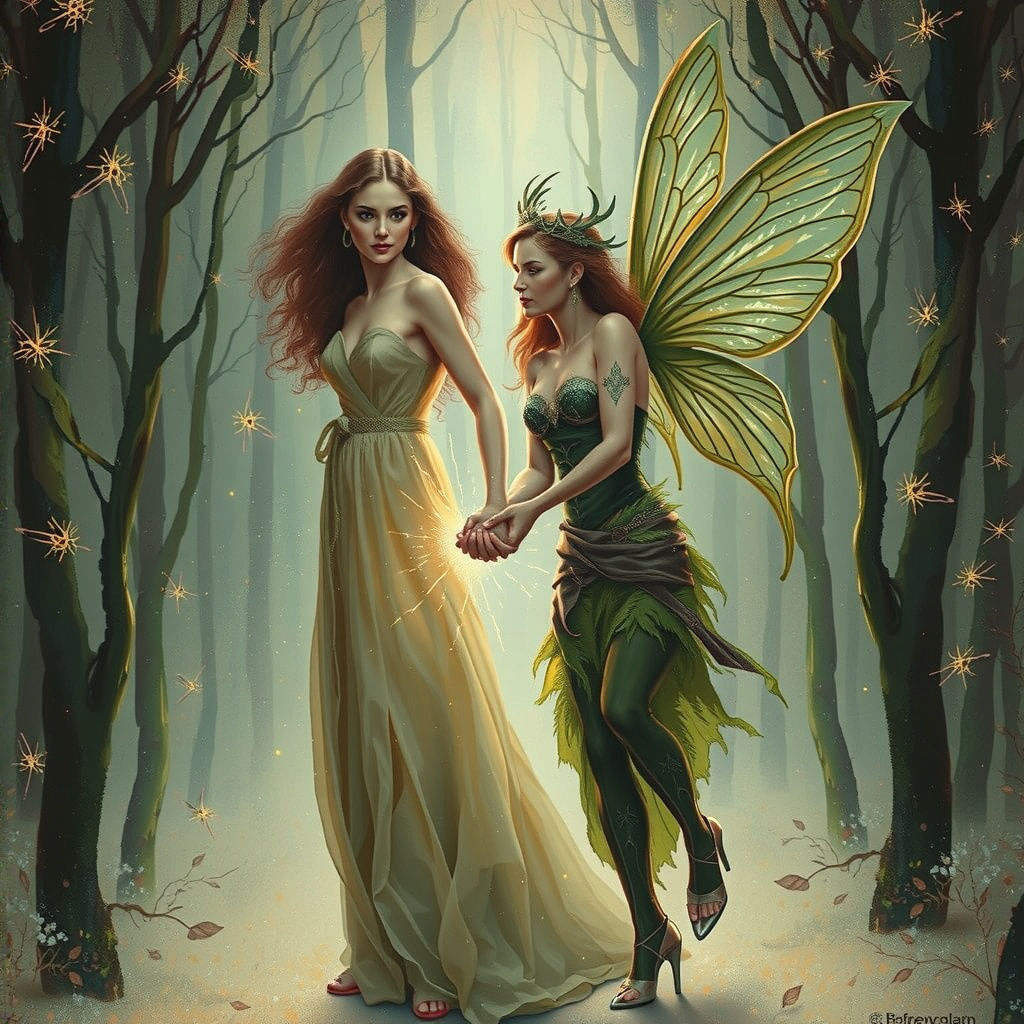 Magical Forest Fairy Scene: Ethereal Abstract Dreamscape