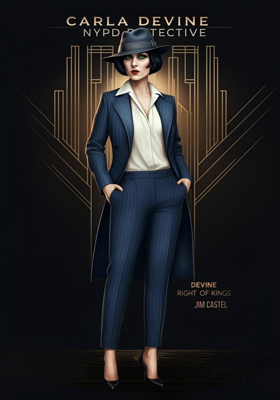 Glamorous 1920s Detective in Art Deco Style