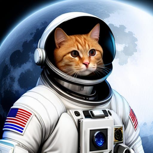 Astronaut Cat in Crystal Space Suit: Art Nouveau