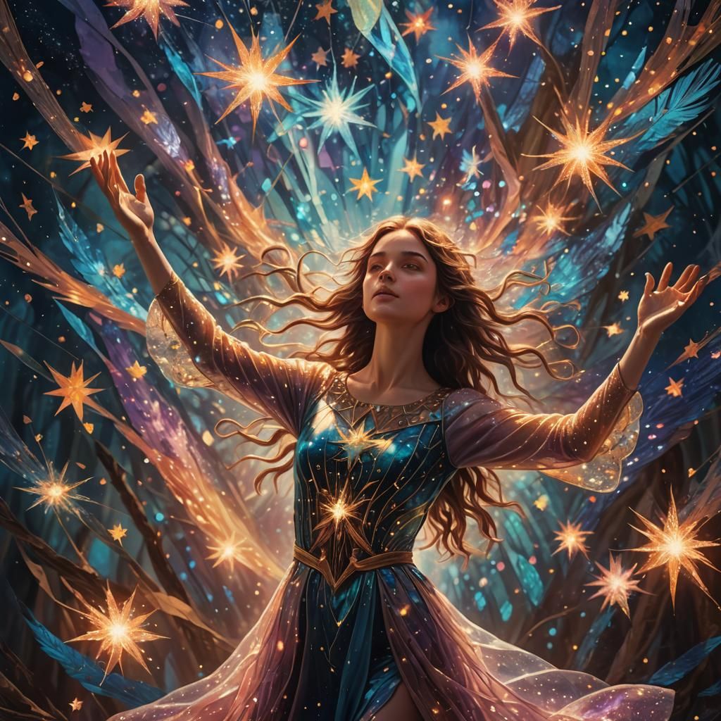 Eva and the Reclaimed Star: Surrealist Fantasy Art