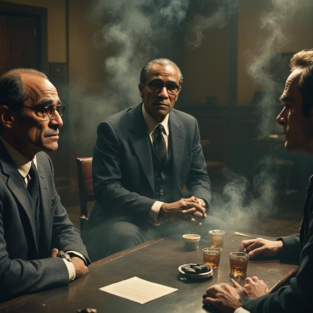 Dramatic Interview Scene with Cinematic Lighting