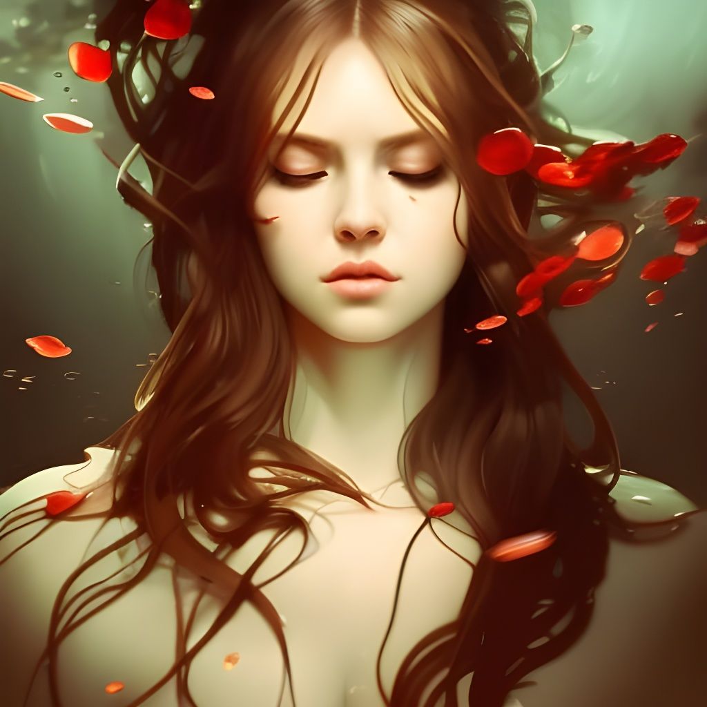 Ophelia in Water: Hyperrealistic Portrait