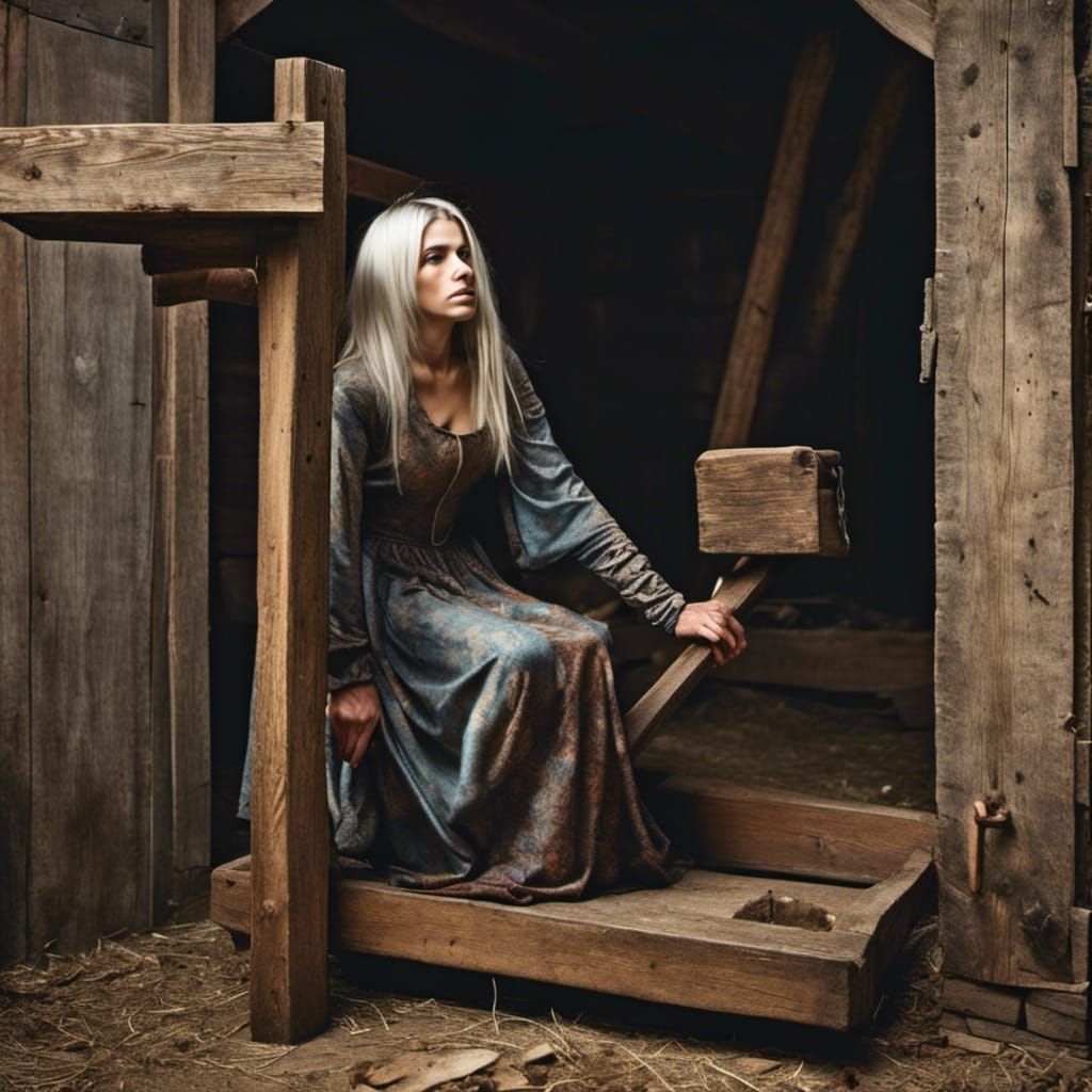 Medieval Woman in Pillory