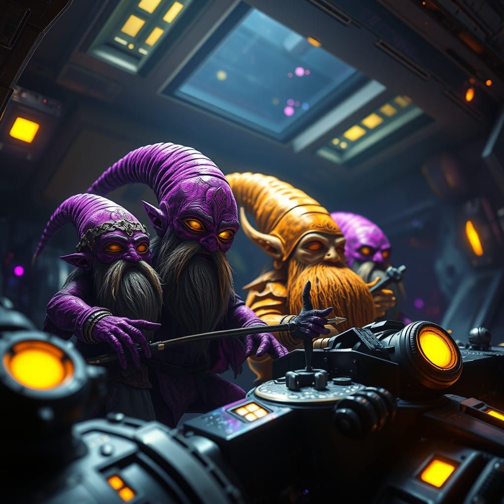 Dark Gnomes Starship Crew in Epic Fantasy Art