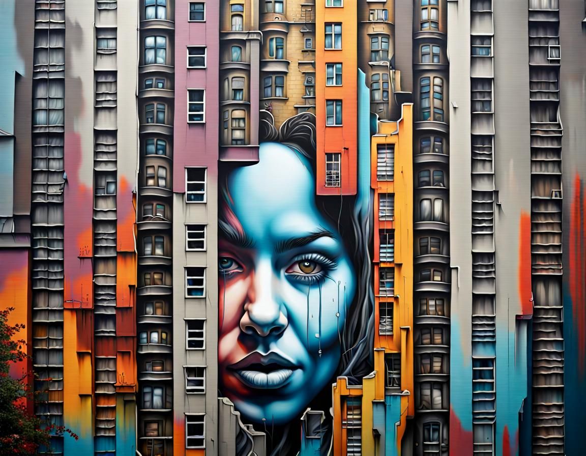 human face hidden in the building