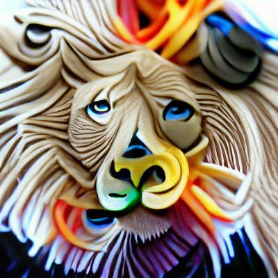 Colorful Quilled Lion Face Close-Up