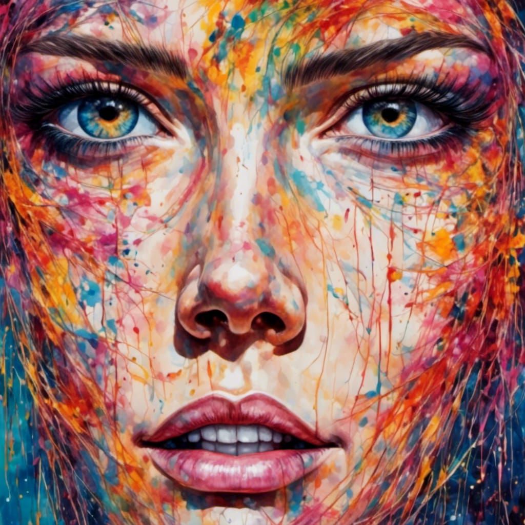 Watercolor Closeup Portrait