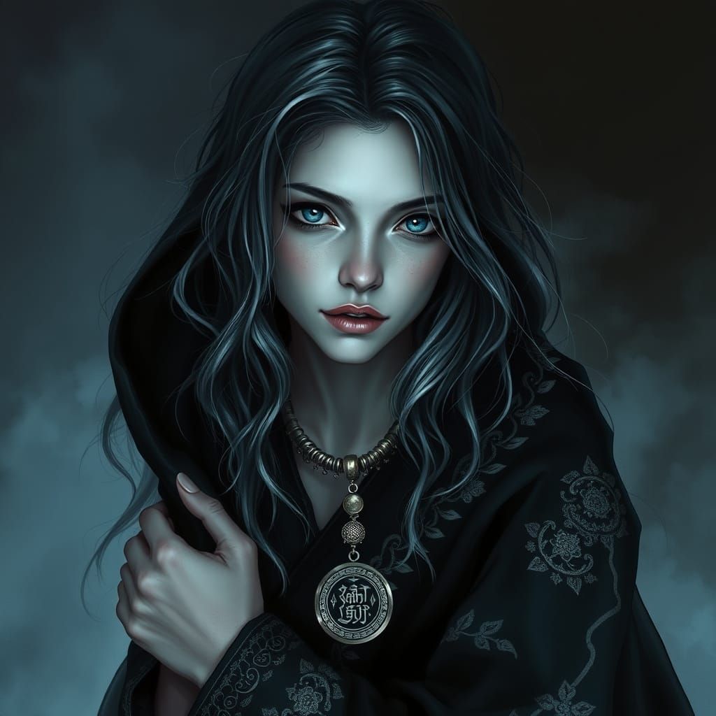 Ethereal Dark Goddess of Frost and Shadows