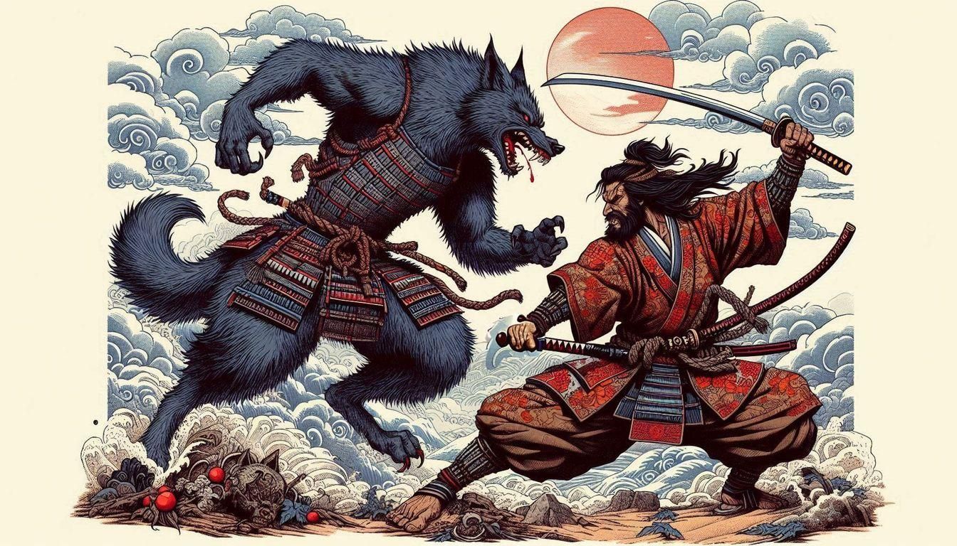 Samurai's Clenched Fist in Utagawa Kuniyoshi Style