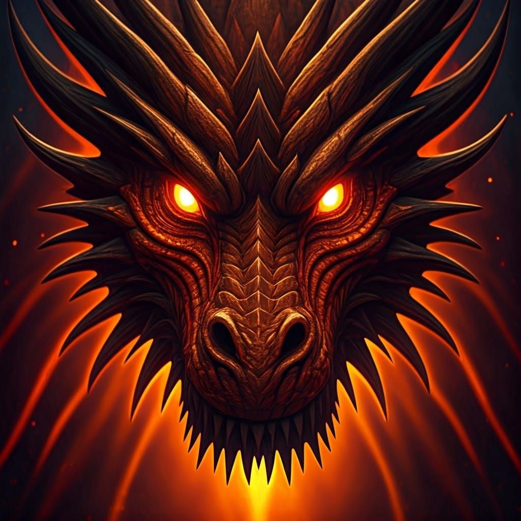 Incandescent Fire Dragon with Fireflies, Close-up