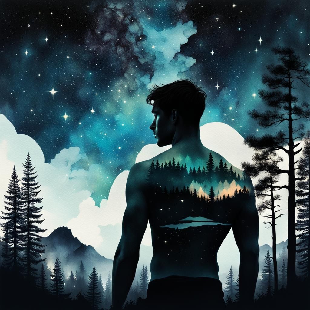 Surreal Forest Landscape with Double Exposure Effect