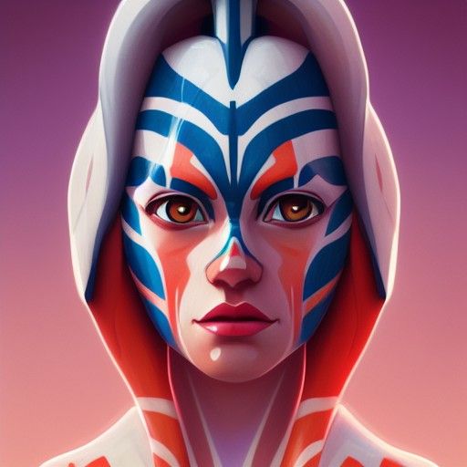 Ahsoka Tano Portrait in Dynamic Splash Art Style
