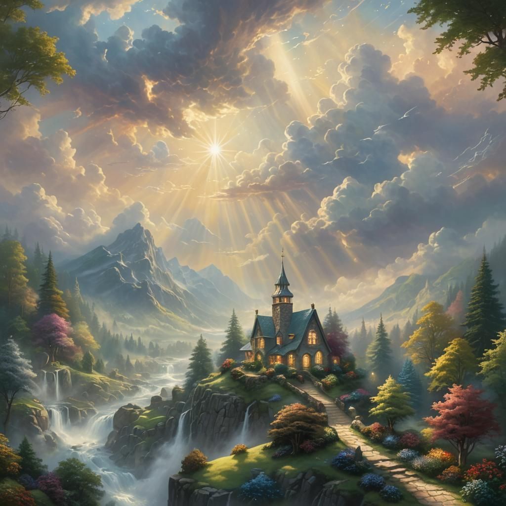 Ethereal Dwelling Place in Heaven with Sunshine