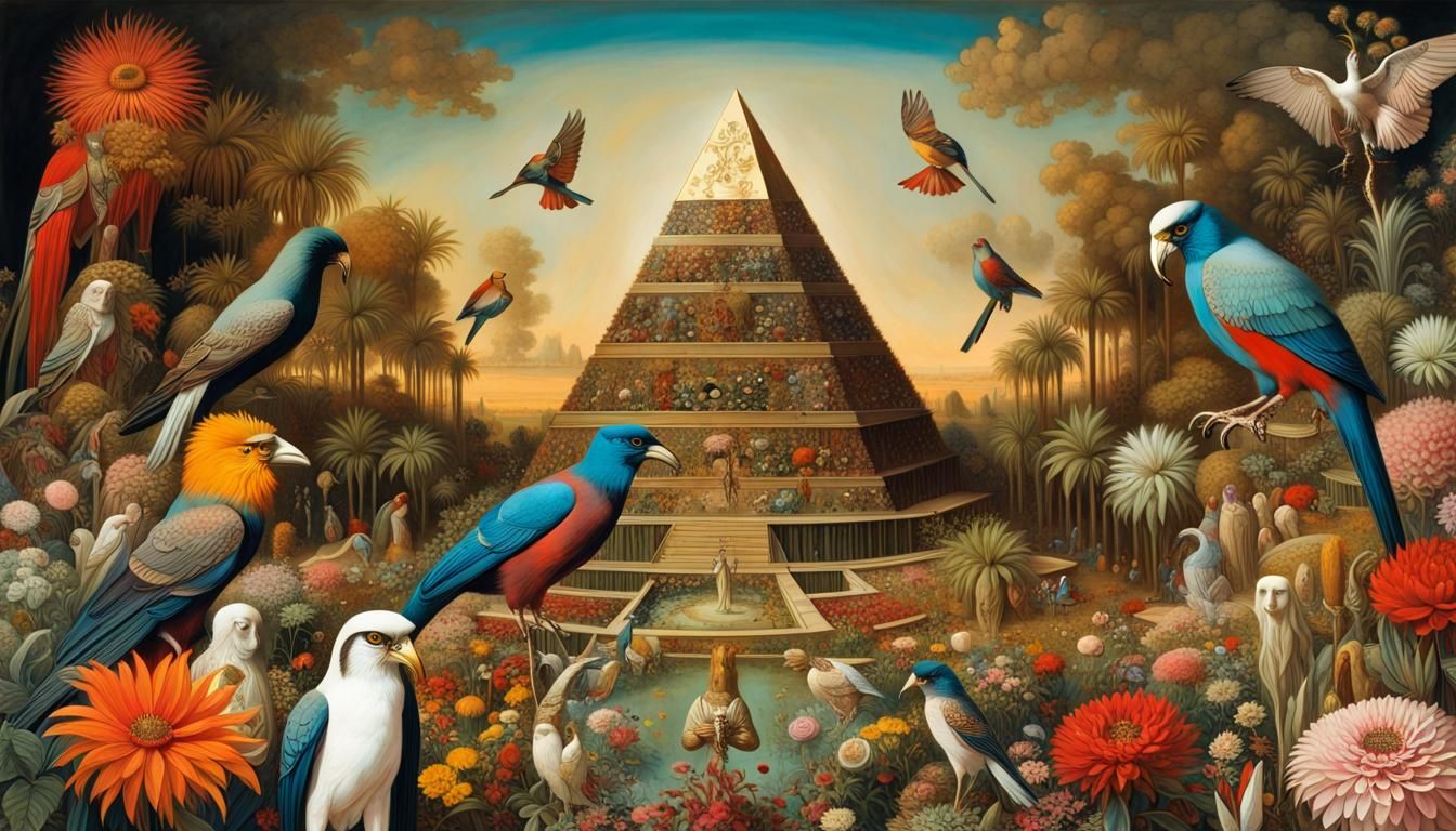 Horus in Pharaoh's Garden Holding Christmas Pyramid
