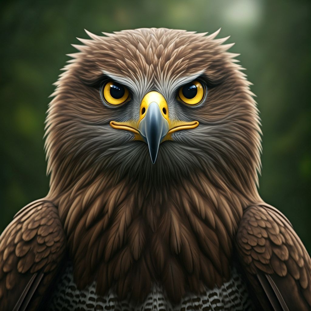 Hybrid Bird Portrait Smiling on a Branch