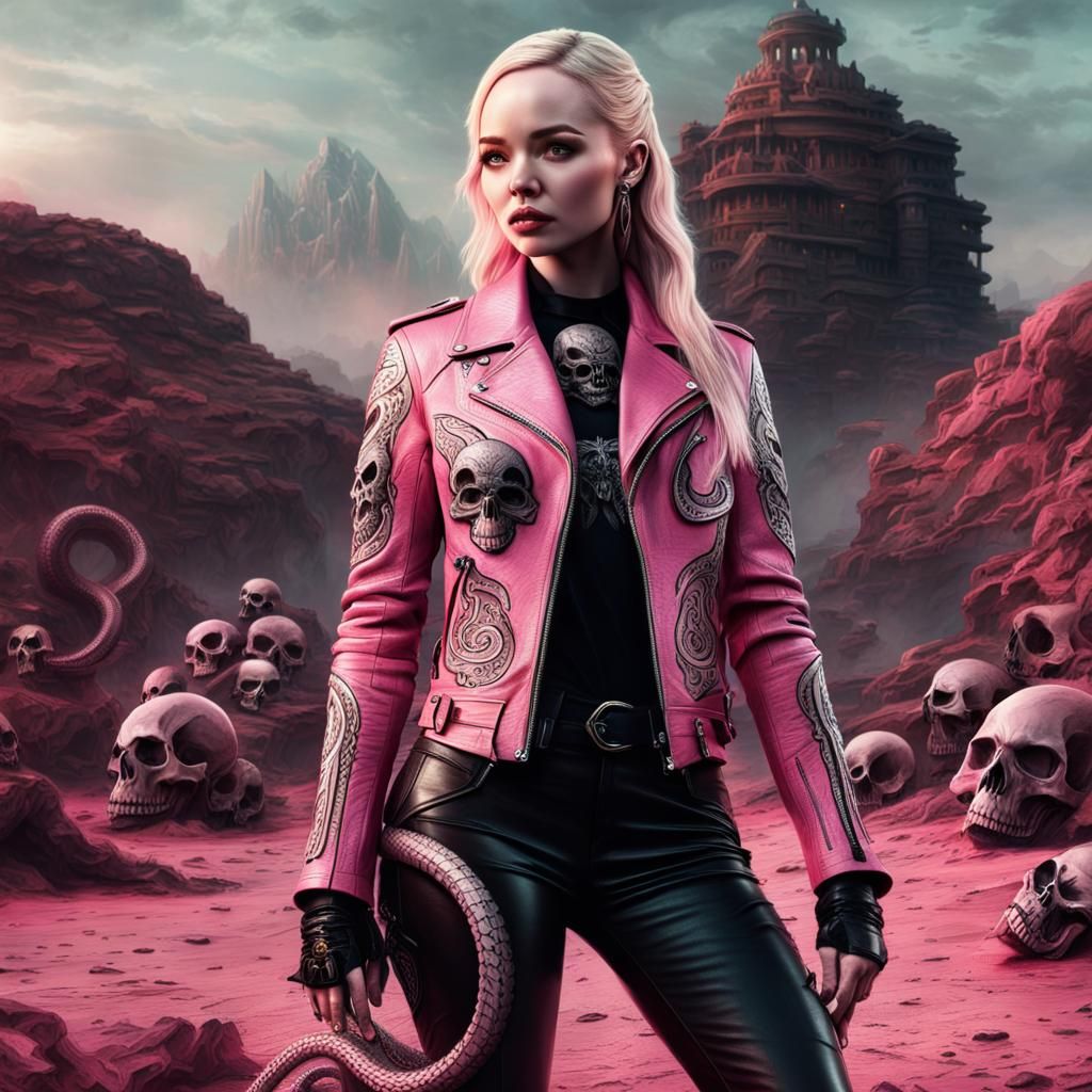 Dove Cameron in Pink Leather Jacket Digital Painting