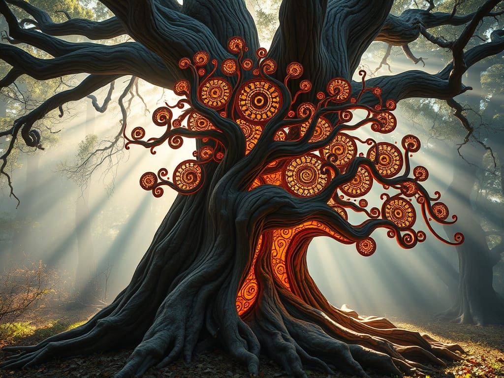 Surreal Wood Sculpture Radiates Enchanted Energy in Mystical...