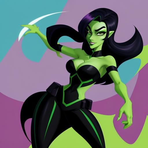 Shego as Dragon Girl in Abstract Art