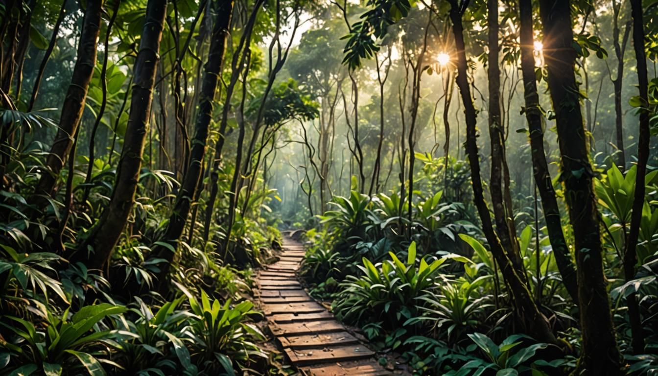 Lush Jungle Path in Professional Photography Style