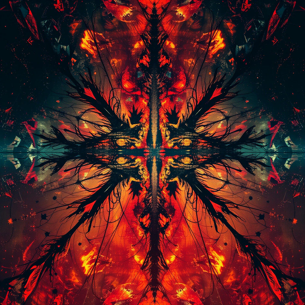 Dramatic Symmetrical Inkblot in Digital Matte Painting Style
