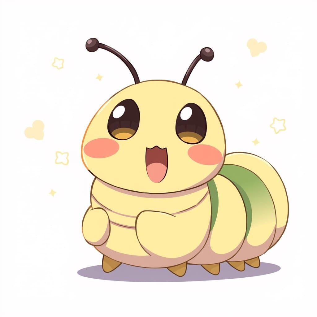 Cute Anime Caterpillar Illustration