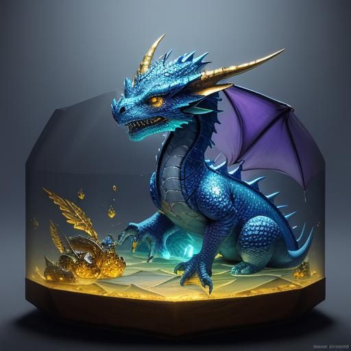 Baby Dragon in Glowing Jewelry Box