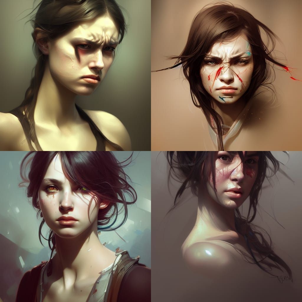 Intricate Portrait of an Angry Girl, Hyperdetailed Art