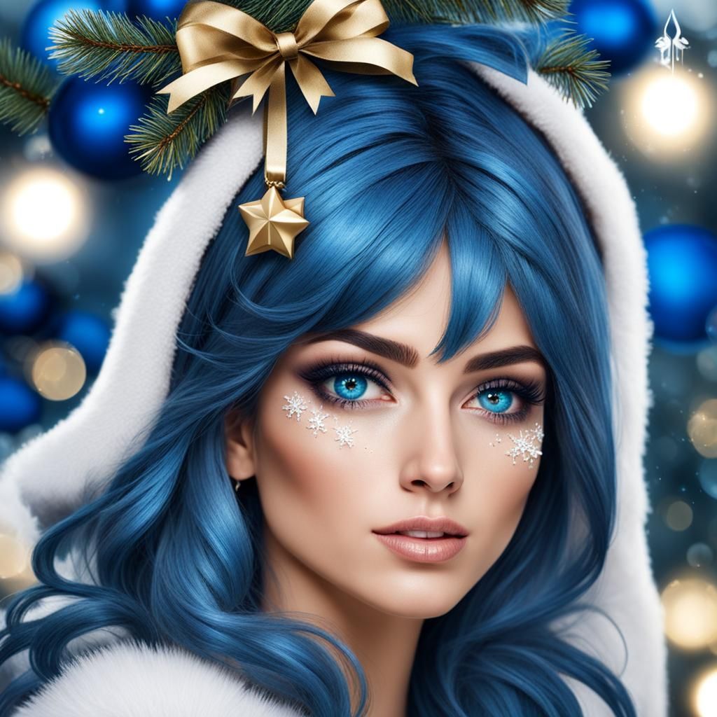 Beautiful Woman Receives Christmas Gifts from Santa