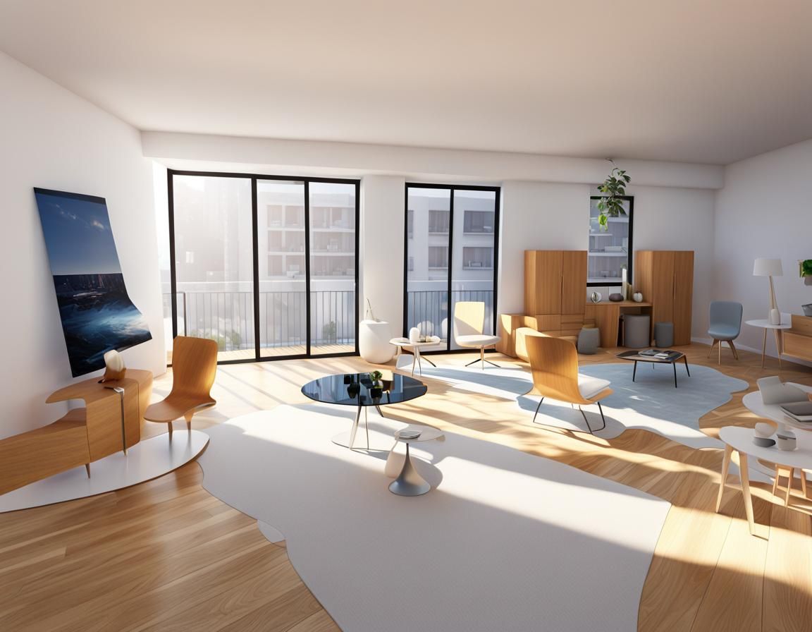 Modern Minimalist Apartment in 3D Anime Art Style