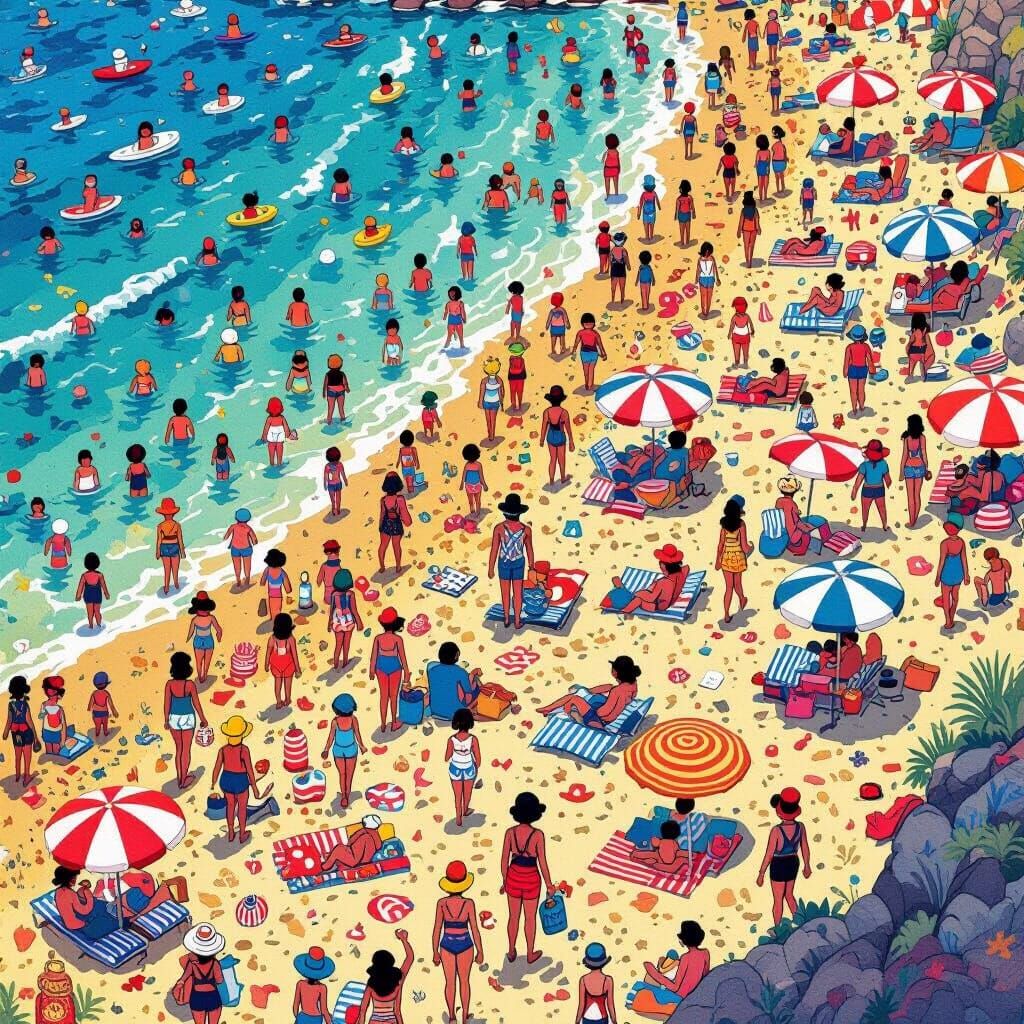 Find Waldo In A Busy Beach Scene
