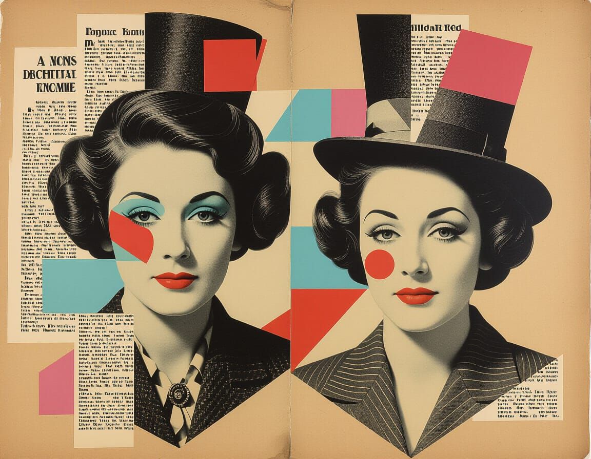 Dadaist Clowns Collage in Pastel Colors