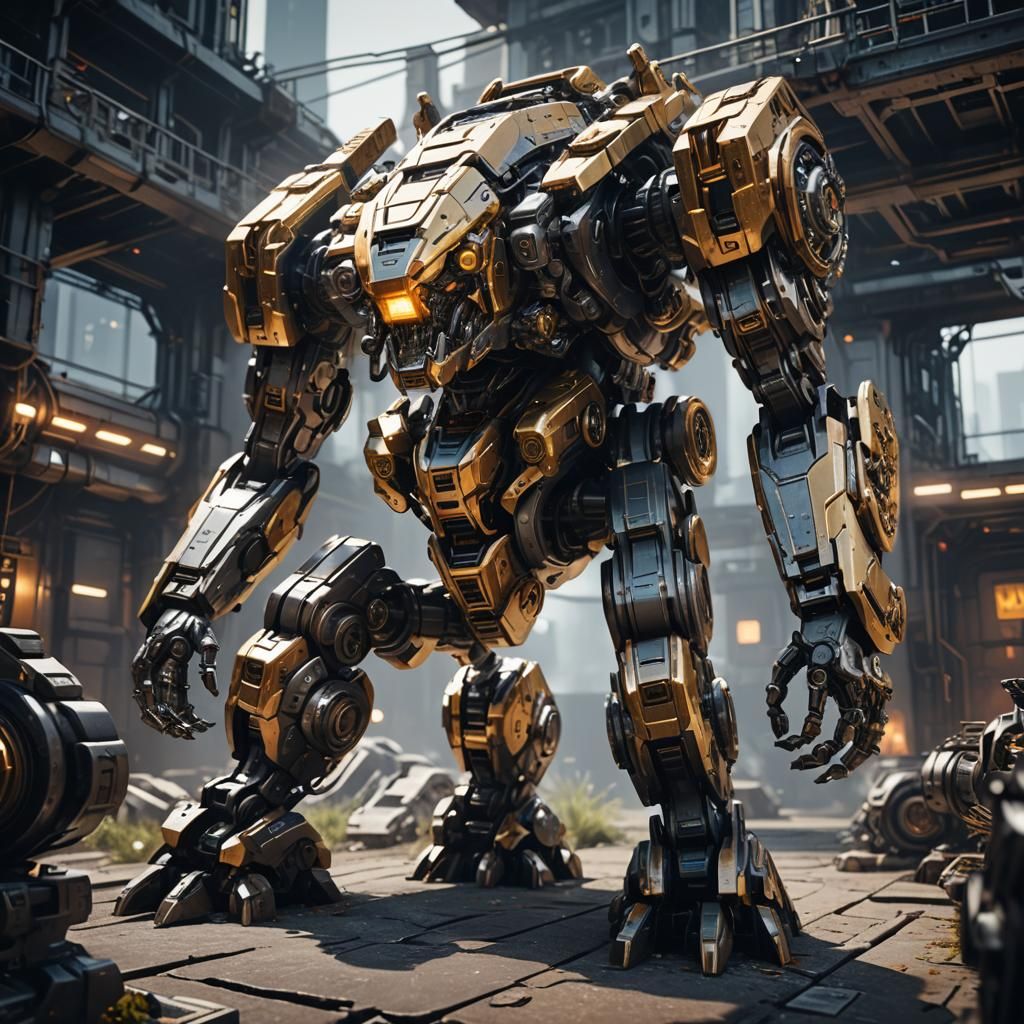 Futuristic Chimera Robot with Intricate Mech Details