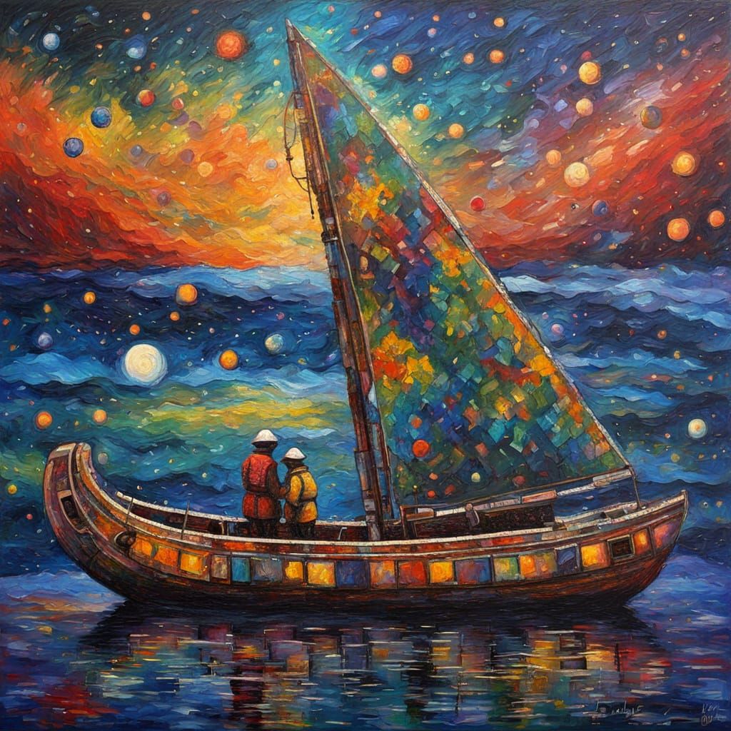 Cosmic Robot of the Mind Explores Neo-Impressionist Realms