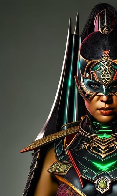 Aztec Female Assassin with Neon Highlights