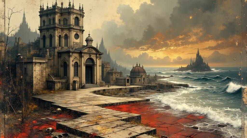 Macabre Skull in Eerie Room with Antique Relics