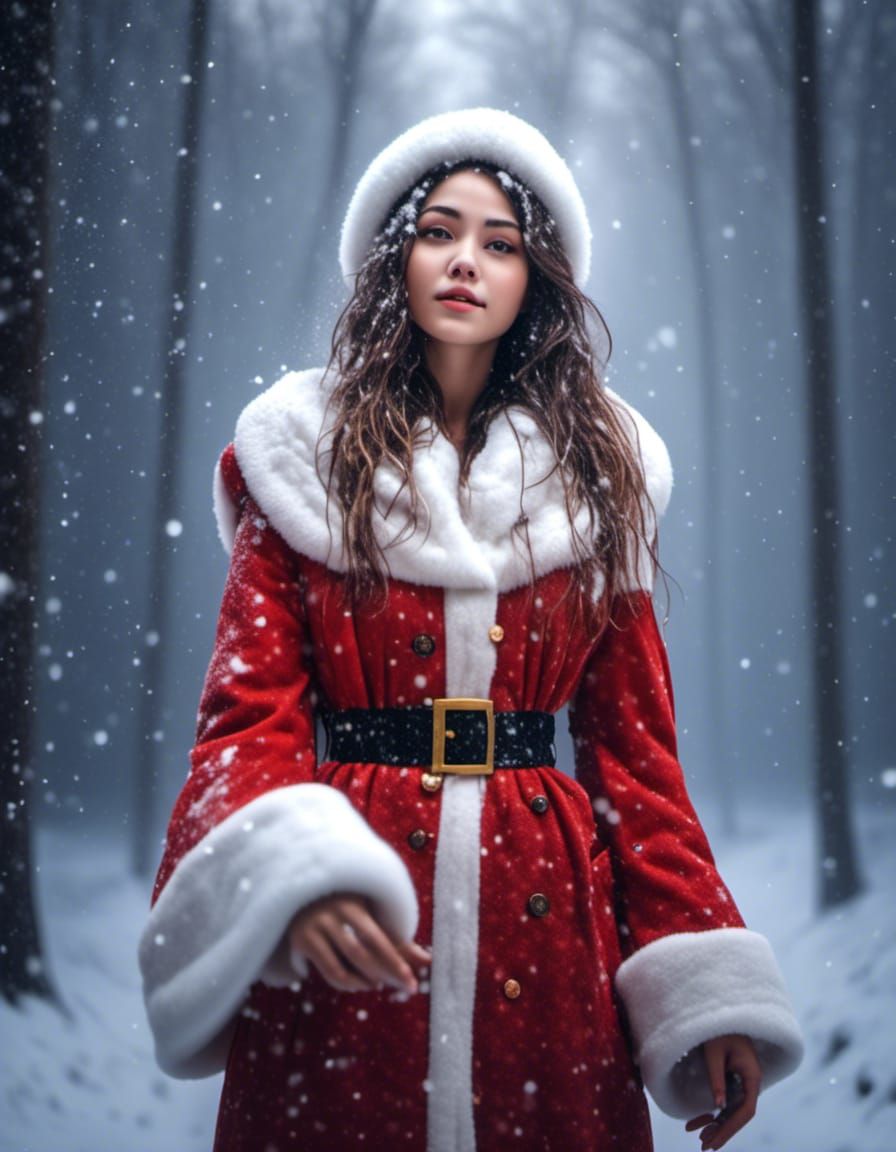 Santa's Helper in Snowy Forest, Vogue Glamour