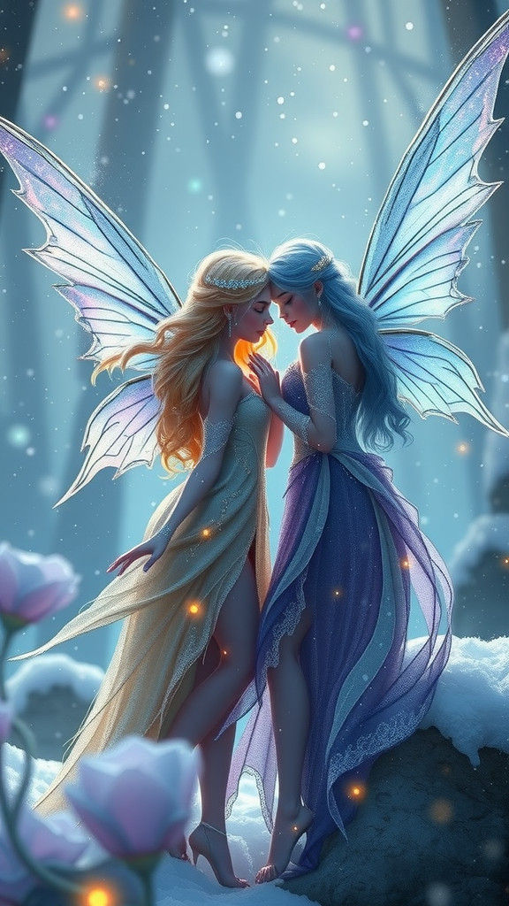 Icy Dragon Dreams: Twin Fairies in Winter Realms